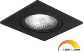 Ledisons LED-inbouwspot Trento zwart dimbaar - Ø75 mm - 5 jaar garantie - Dim-to-warm - 450 lumen - 5 Watt - IP54