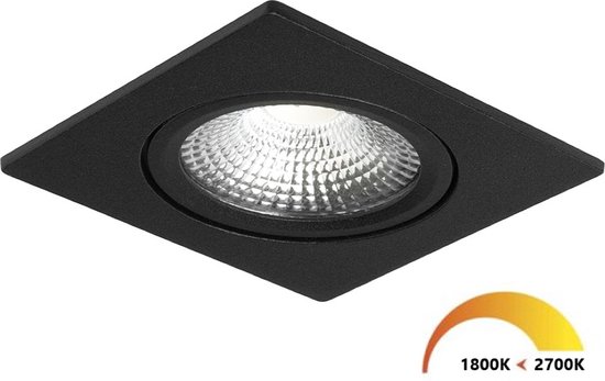 Spot encastrable LED Ledisons Trento noir dimmable - Ø75 mm - Garantie 5 ans - Dim-to-warm - 450 lumen - 5 Watt - IP54