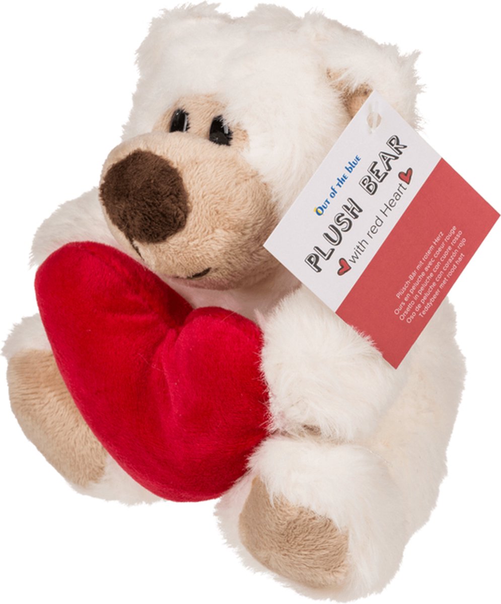 Pluche knuffelbeertje met rood hartje - 15 cm - Valentijnsdag decoratie/cadeau - Liefde — afbeelding 8