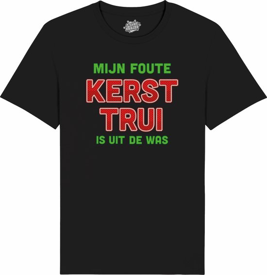 Mijn Foute Kersttrui Is Uit De Was - Groen / Rood - kerstcadeau - Dames / Heren / Unisex Kerst Kleding - Grappige Feestdagen Kleren - Unisex T-Shirt - Zwart - Maat 3XL