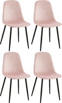 CLP Giverny Set de 4 chaises de salle à manger - sans accoudoirs - Velours rose