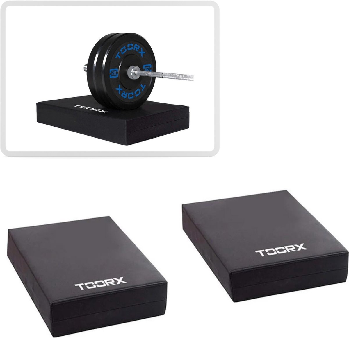 Toorx Fitness Drop Pad Set - 60x100x18 cm - Zwart - Twee stuks - Extra dik - Schokabsorberend - Vermindert Lawaai - Afwerpmatten voor Halterstang