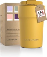 LARS NYSØM - 'Bevægelse' Thermos Coffee Mug-to-go 380ml - BPA-vrij met Isolatie - Lekvrije Roestvrijstalen Thermosbeker - Mustard