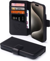 iPhone 15 Pro Max Hoesje - Luxe MobyDefend Wallet Bookcase - Zwart - GSM Hoesje - Telefoonhoesje Geschikt Voor iPhone 15 Pro Max
