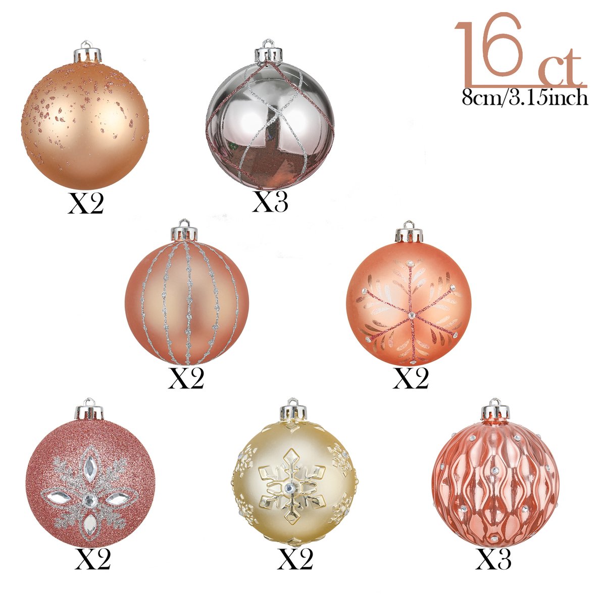 PRACHTIGE KERST® - Kerstballen - 16 Delige Set - Kerstversiering - Kerstboomdecoratie - Kerstornamenten – foto 3