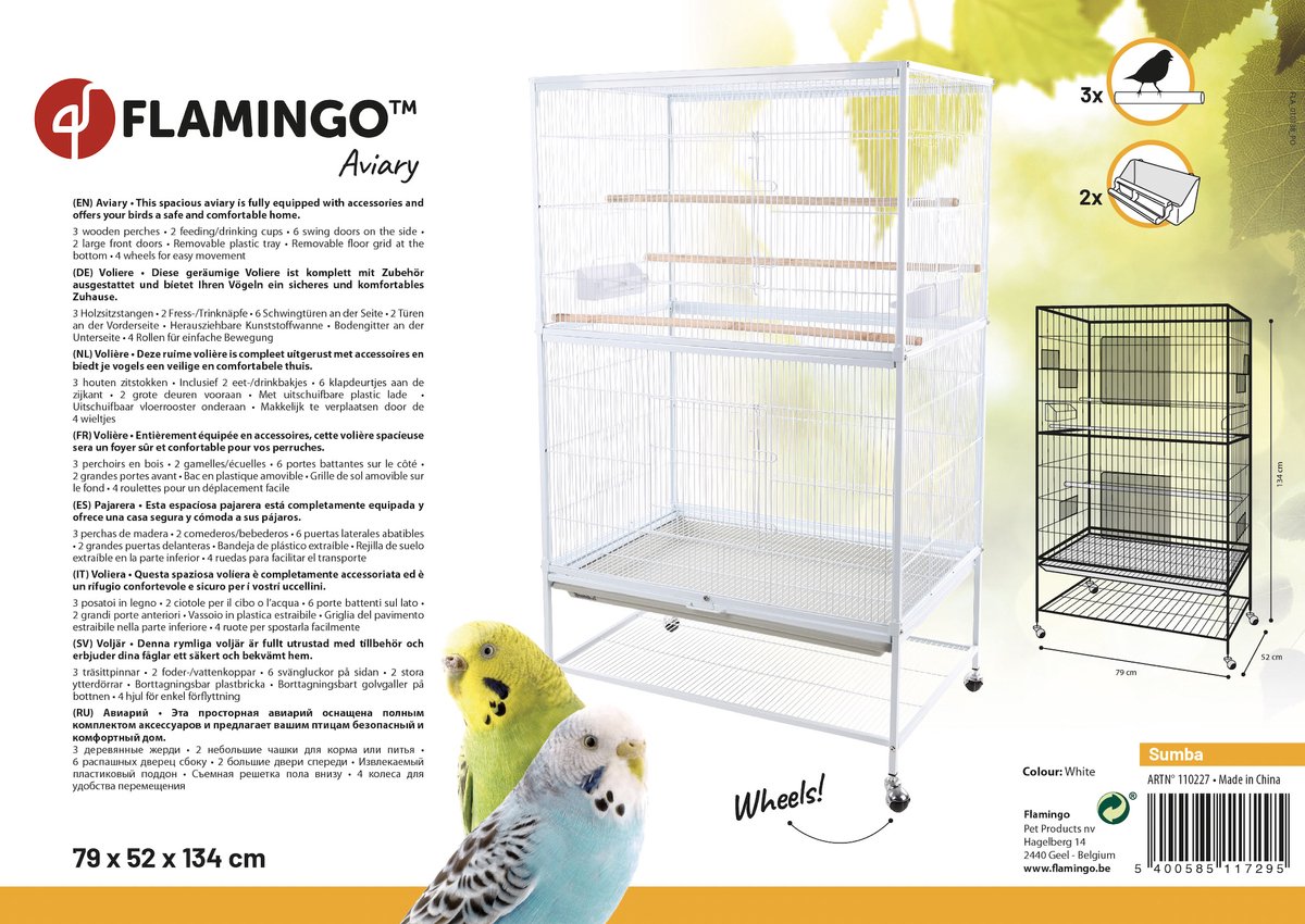 Volière Sumba Wit – volière voor buiten & binnen – volière aluminium – 79x52x134 cm – Flamingo volière thumbnail 7
