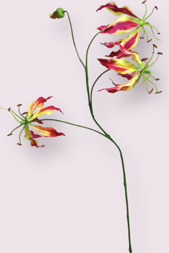 Zijden kunstbloem Gloriosa | Fuchsia | Lengte 80 centimeter