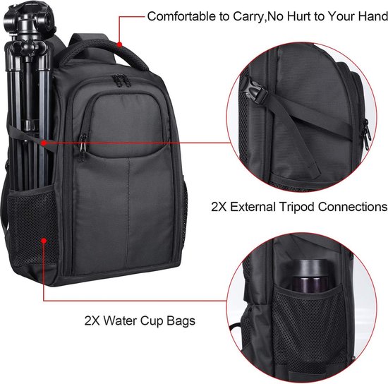 UNHO Sac à Dos Pour Appareil Photo Avec Compartiment Pour Ordinateur