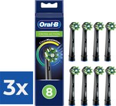 Oral-B CrossAction - Met CleanMaximiser-technologie - Opzetborstels - Zwart - 8 Stuks - Voordeelverpakking 3 stuks