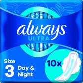 Always - Maandverband Ultra Day & Night - Met Vleugels - Maat 3 - 10 Pads - Voordeelverpakking 12 stuks