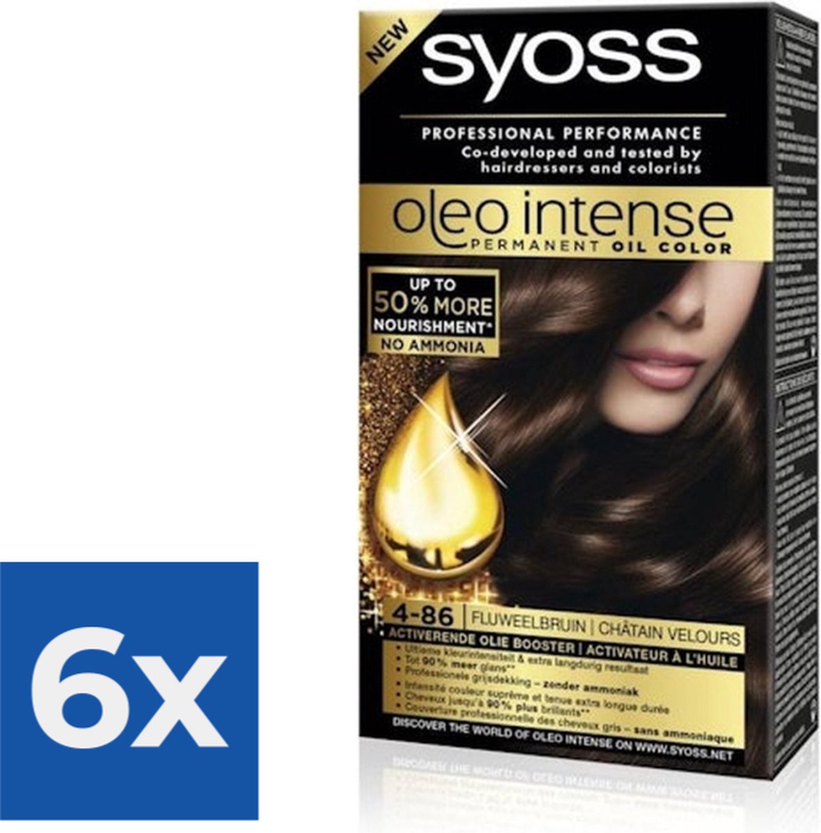 Bol.com Syoss Oleo Intense - Haarverf - 4-86 - Fluweel Bruin - 115ml x 6 aanbieding