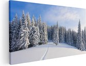 Artaza Canvas Schilderij Sneeuw Landschap - Winter - 120x60 - Groot - Foto Op Canvas - Wanddecoratie Woonkamer