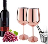 Verres à vin en acier inoxydable camping lot de 2 verres à gin en cuivre incassables 500 ml tasse en métal incassable tasses à cocktail élégantes (or rose)