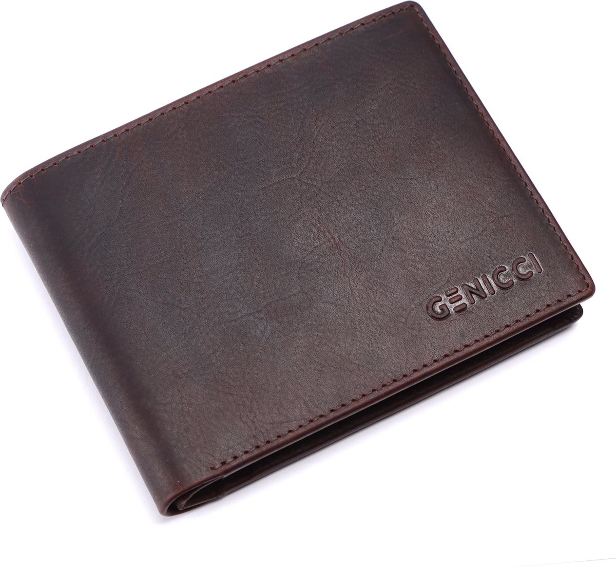 Genicci Portemonnee / Portefeuille Heren - Billfold - Leer - Noble - Bruin