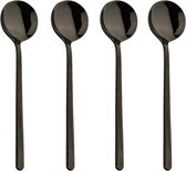 Le Cava Luxe Koffielepels - Set van 4 stuks - Latte Macchiato lepels - Theelepels - 13.7 cm - Zwart