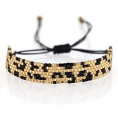 Jomide Armbandje Geweven - Leopard - Zwart/Goudkleurig