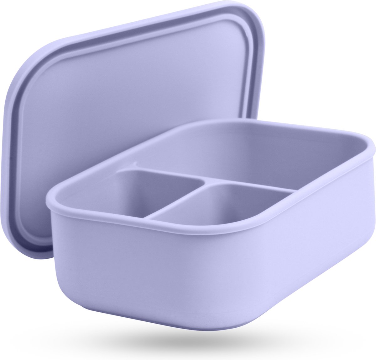 Tinodés Lunchbox met 3 Compartimenten - Licht roze - Meal Prep Bakjes - Lunchbox voor Volwassenen en Kinderen - Siliconen Broodtrommel - Met Vakjes - 800 ml