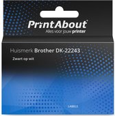 PrintAbout huismerk Etiket DK-22243 Zwart op wit (102 mm) geschikt voor Brother