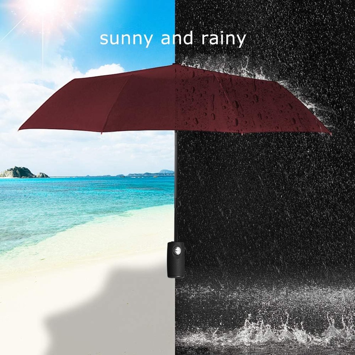 Paraplu Opvouwbare Winddichte Zakelijke Paraplu Storm Teflon Waterbestendige Parasol UV-bescherming Volledig Automatische Paraplu Draagbaar Weerbestendige Parasol en Paraplu - Rood — cadeau in Mode & Accessoires - foto 5