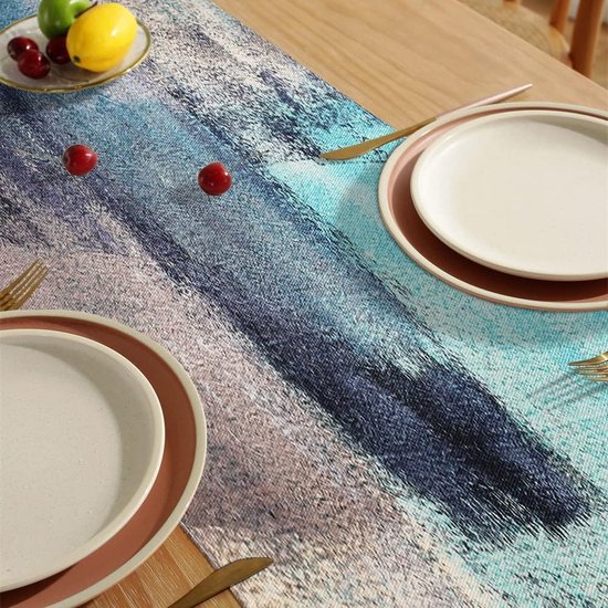 Tafelloper, modern, woonkamer, vintage, outdoor, tafelloper, weerbestendig, polyester, turquoise, ginkgo biloba, gouden tafelloper, landhuisstijl, tafelkleed voor eetkamer, 40 x 140 cm