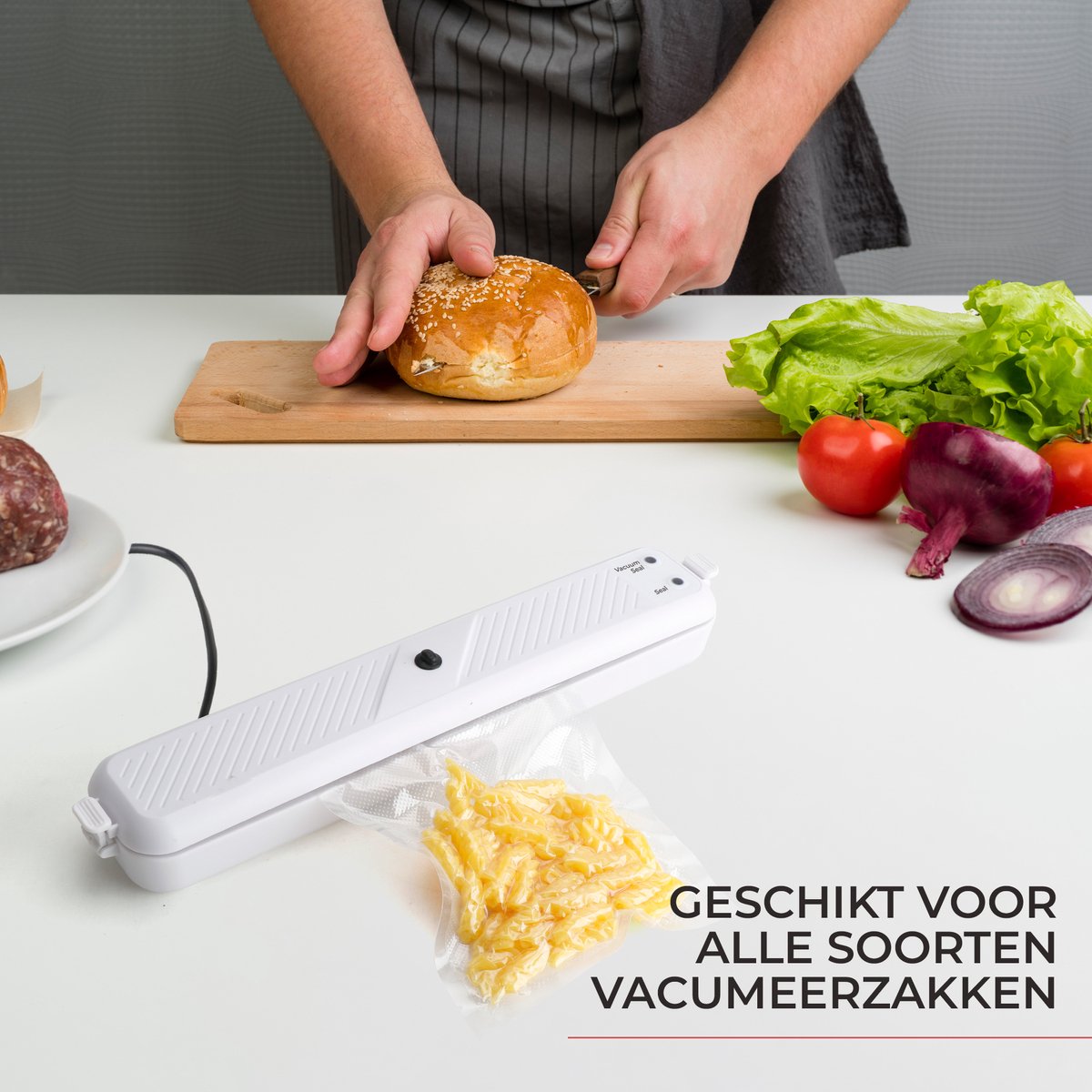 Mrs. Jones Premium Collection Mini vacuüm sealapparaat - 2-in-1 draagbaar - Wit