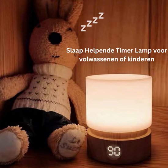 Sfeervolle LED Nachtlamp - Dimbaar & Snoerloos - Houtnerf Design - Met Slaaphulp & Timer - Energiezuinig [Energieklasse A+] — afbeelding 5