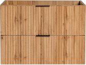Meuble suspendu sous lavabo rayé - Naturel clair - L80 cm - ZEVARA L 80 cm x H 57 cm x P 46 cm