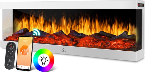 KESSER® Cheminée d'ambiance 1800W Cheminée électrique avec effet de flamme  LED 3D 
