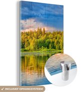 MuchoWow® Glasschilderij 80x120 cm - Schilderij acrylglas - Water - Natuur - Bos - Foto op glas - Schilderijen