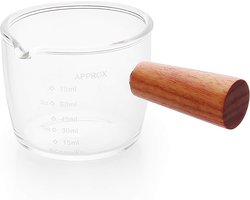 75 ml Espresso Maatbeker Glas, Espresso Shot Glas met V-vormige tuit, Vloeibare en Droge Meetmelkbeker voor Barista, Koffie, Cappuccino