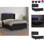 vidaXL Boxspring - Kunstleren bedframe - Pocketvering matras - Huidvriendelijke topmatras - Kleurrijke LED-verlichting - Bed