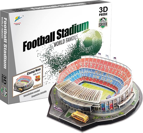3D Puzzel Football Stadium-Camp Nou DIY-stadionpuzzel -Vanaf 8 Jaar en Ouder -100 stukjes - 3D educatief speelgoed- 3D Puzzel Meerkleurig