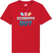 Schnapps Du? - Grappige Apres Ski Wintersport Kleding - Mannen / Vrouwen / Unisex - Foute Ski en Snowboard Vakantie Outfit Cadeau - Unisex T-Shirt - Rood - Maat XL