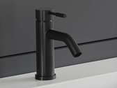 Shower & Design Mechanische mengkraan met ronde vorm van geborsteld roestvrij staal - Mat zwart - H17 cm - SALAVAN L 5.1 cm x H 17 cm x D 16.3 cm