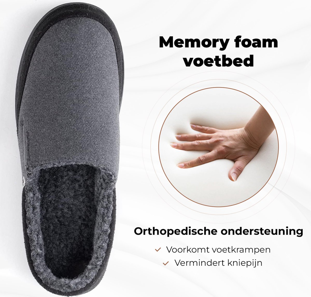 COFACE Pantoffels voor heren, vilt, warme comfortabele pantoffels met anti-slip rubberen zool, voor binnen en buiten, maat 40-49, grijs, 41 EU