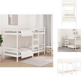 vidaXL stapelbedden - Grenenhout - Compact ontwerp - Wit - 205.5 x 85.5 x 141.5 cm - Geschikt voor 80 x 200 cm matras - Veilig ontwerp - Geen matrassen inbegrepen - 1 laag bedframe + 1 hoog bedframe - Bed