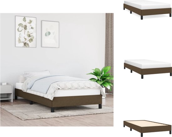 Foto: Vidaxl bedframe dark brown 193x93x25cm breathable and durable material sturdy support legs plywood slats mattress not included bed