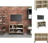 vidaXL TV-meubel Industrial - 69.5 x 30 x 50 cm - Wit/Sonoma Eiken - Metalen Poten - Kast