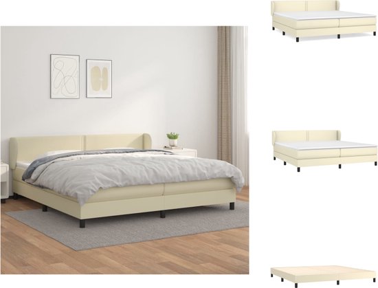 vidaXL Bed - Crème Kunstleer - 203x203x78/88 cm - Pocketvering en middelharde ondersteuning - Bed