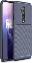 OnePlus 7T Pro Siliconen Carbon Hoesje Blauw