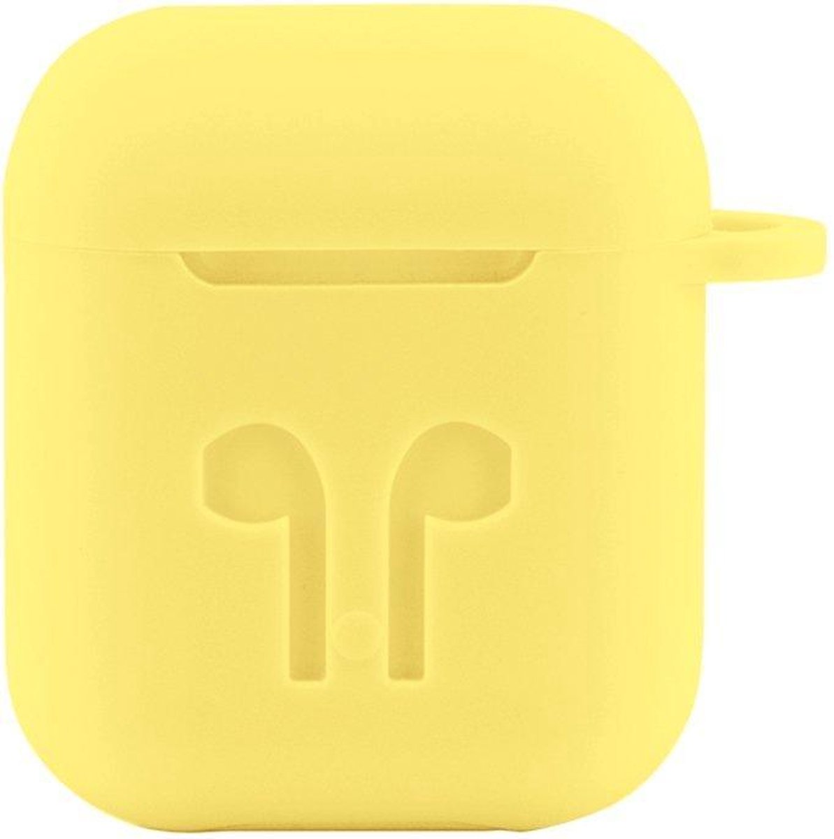 Case cover - Apple Airpods - geel siliconen - met musketon haakje