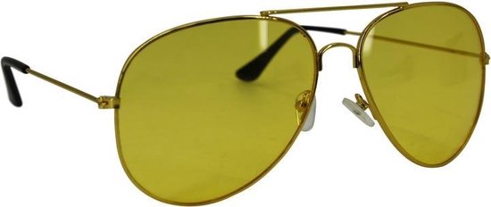 Nachtzicht piloten bril goudkleurig voor volwassenen - Auto accessoires nachtbril - Nachtblind brillen voor autobestuurders/autorijders