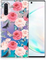 Back Case Geschikt voor Samsung Note 10 TPU Siliconen Hoesje Butterfly Roses
