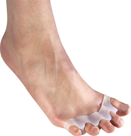 scarlet health | Teenspreider "Spreader III"; 1 paar (2 stuks) gelhouder van zachte siliconen; 5-teen spreider voor hallux valgus, hamertenen, kogelvormige tenen. Vaandel