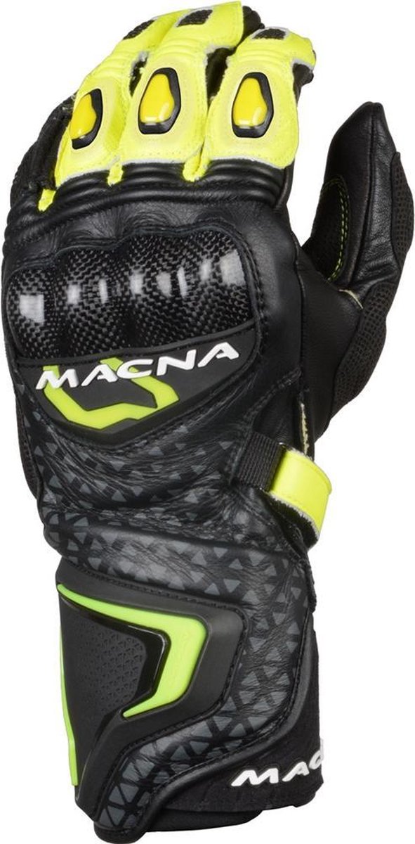 Macna Track R Black Grey Neon Yellow Motorcycle Gloves 2XL