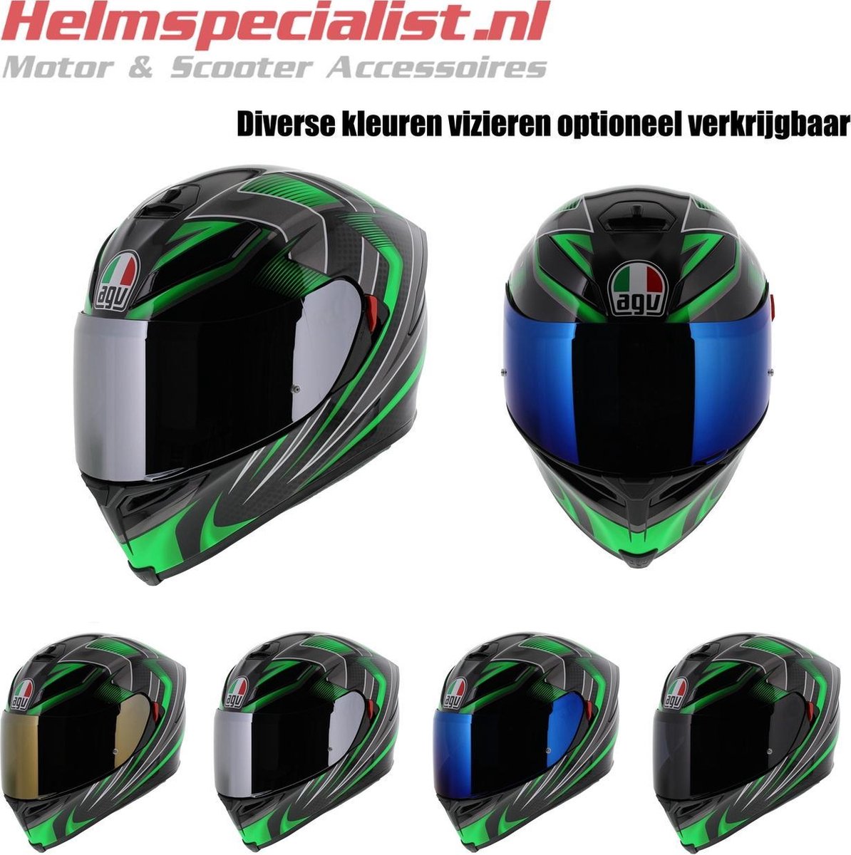 Agv K5 S Max Vision Hurricane 2.0 Zwart Groen Integraalhelm - Motorhelm -  Maat M/L | bol.com