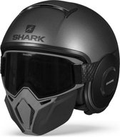 Shark Street Drak Neon Serie Mat Antraciet Zwart Zwart Akk Jethelm - Motorhelm - Maat M