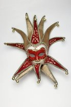 Venetiaans masker 'Jolly Joker (rood fluweel)
