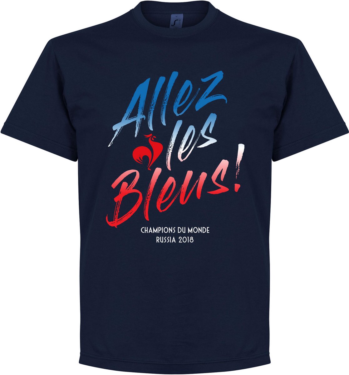 Frankrijk Allez Les Bleus WK Winners 2018 T-Shirt - Navy - XL