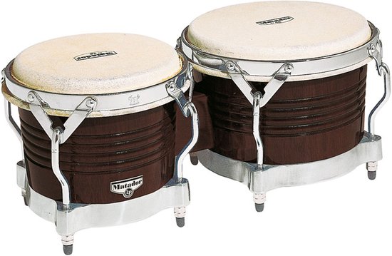 Latin Percussion M201 Matador Wood Bongos Dark Brown Chrome bongos